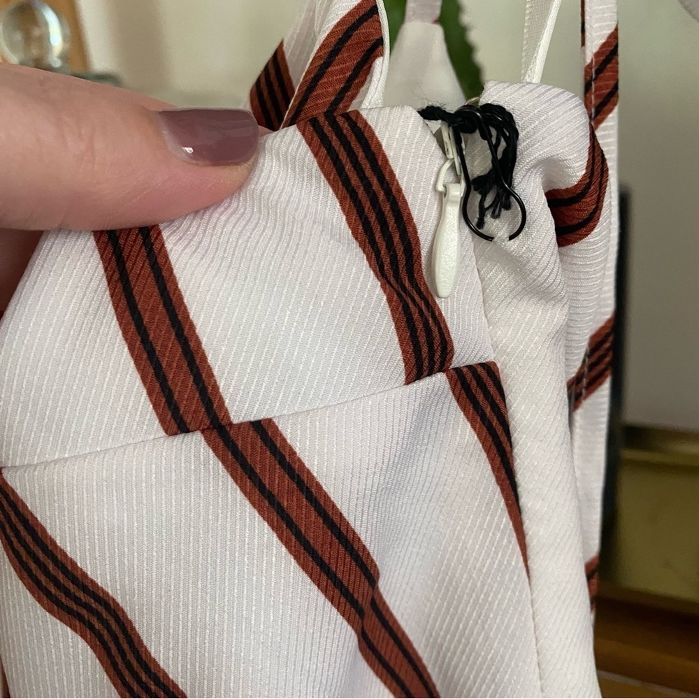 Revolve Superdown Rust Stripe Delilah Keyhole Tie Mini Dress Large - Picture 12 of 16